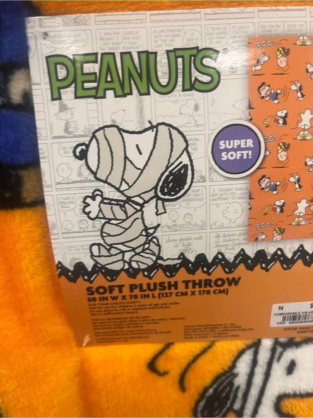 Peanuts Orange Snoopy & Friends Plush Throw Blanket NEW NWT